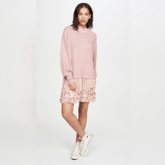 FREE PEOPLE PINK OPPOSITES ATTRACT MINI DRESS - Picture 3 of 8